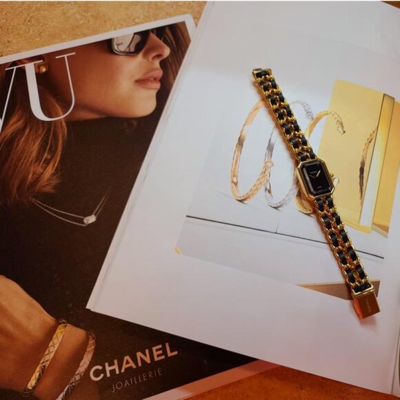 CHANEL Premiere Gold Pated & Black Leather Ladies Quartz Watch - Picture 7 of 13